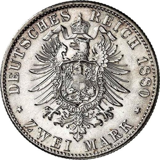 Reverse 2 Mark 1880 G "Baden" - Silver Coin Value - Germany, German Empire