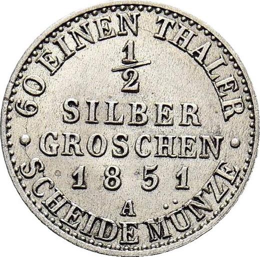 Revers 1/2 Silbergroschen 1851 A - Silbermünze Wert - Schwarzburg-Sondershausen, Günther Friedrich Carl II