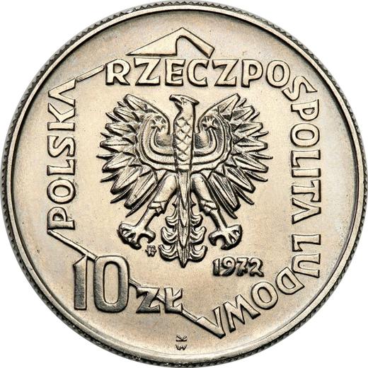 Obverse Pattern 10 Zlotych 1972 MW WK "50 Years of Gdynia Seaport" Nickel -  Coin Value - Poland, Peoples Republic