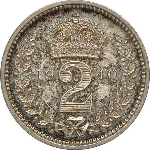 Reverso 2 peniques 1940 HP - valor de la moneda de plata - Gran Bretaña, Jorge VI