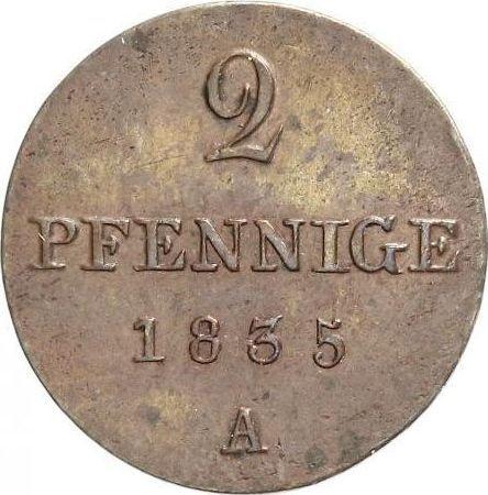 Reverse 2 Pfennig 1835 A -  Coin Value - Hanover, William IV