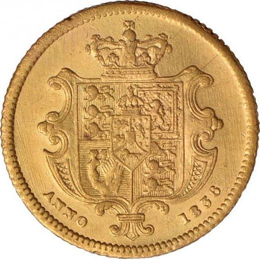 Reverso 1/2 soberano 1836 "Tamaño grande (19 mm)" Anverso de 6 pences - valor de la moneda de oro - Gran Bretaña, Guillermo IV