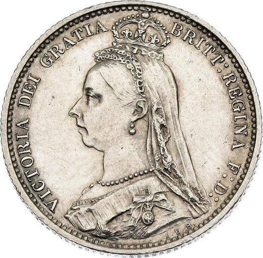 Obverse Sixpence 1887 JEB "Jubilee Head" - Silver Coin Value - United Kingdom, Victoria
