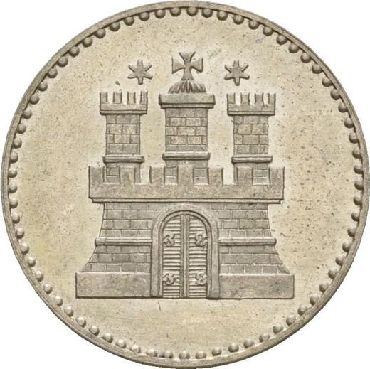 Аверс монеты - 1 шиллинг 1855 года A - цена монеты - Гамбург, Вольный город