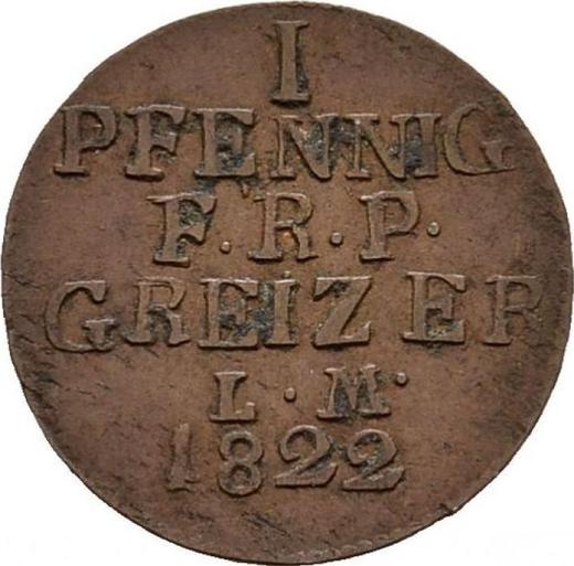 Revers 1 Pfennig 1822 - Münze Wert - Reuß-Greiz, Heinrich XIX