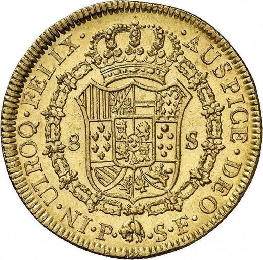 Reverse 8 Escudos 1781 P SF - Gold Coin Value - Colombia, Charles III