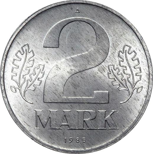Obverse 2 Mark 1985 A -  Coin Value - Germany, GDR