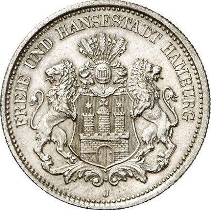 Obverse 2 Mark 1880 J "Hamburg" - Silver Coin Value - Germany, German Empire
