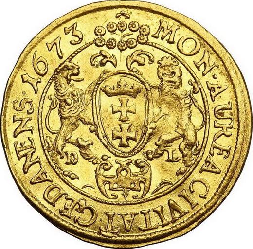 Реверс монеты - Дукат 1673 года DL "Гданьск" - цена золотой монеты - Польша, Михаил Корибут