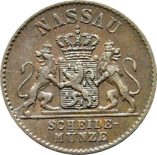 Аверс монеты - 1 пфенниг 1860 года - цена  монеты - Нассау, Адольф