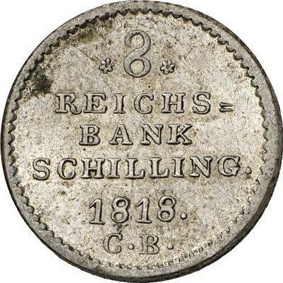 Реверс монеты - 8 шиллингов 1818 года CB - цена серебряной монеты - Шлезвиг-Гольштейн, Фредерик VI