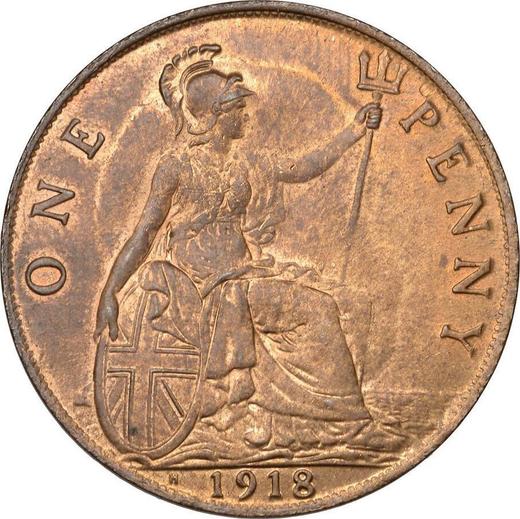 Revers 1 Penny 1918 H "Typ 1911-1936" - Münze Wert - Großbritannien, Georg V
