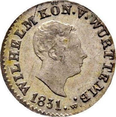 Anverso 1 Kreuzer 1831 W - valor de la moneda de plata - Wurtemberg, Guillermo I