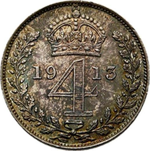 Reverse Fourpence (Groat) 1913 - Silver Coin Value - United Kingdom, George V