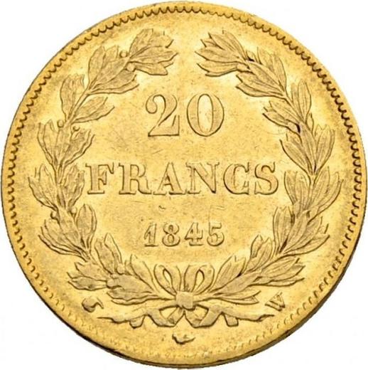 Revers 20 Franken 1845 W "Typ 1832-1848" - Goldmünze Wert - Frankreich, Louis-Philippe I