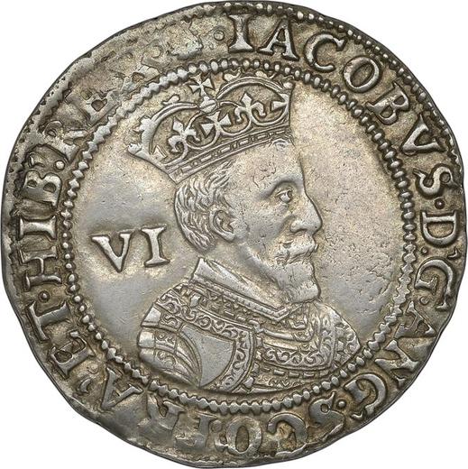 Awers monety - 6 pensow 1603 "Pierwszy popiersie" - cena srebrnej monety - Wielka Brytania, Jakub I
