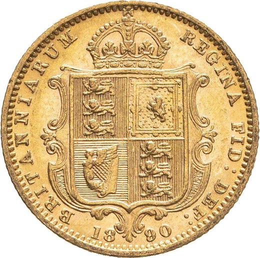 Reverso 1/2 soberano 1890 "Retrato jubilar" Sin "JEB" - valor de la moneda de oro - Gran Bretaña, Victoria