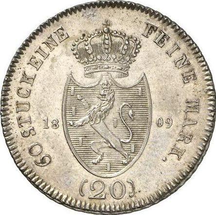 Reverse 20 Kreuzer 1809 L - Silver Coin Value - Nassau, Frederick Augustus