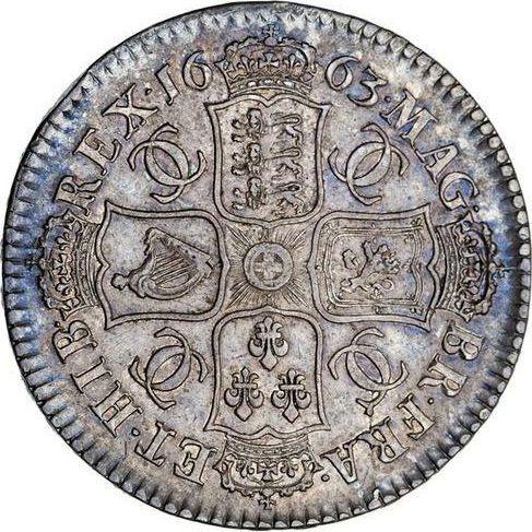 Rewers monety - 1/2 korony 1663 "Pierwszy wieniec na biuście" - cena srebrnej monety - Wielka Brytania, Karol II