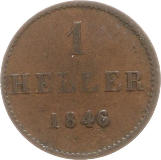 Rewers monety - 1 halerz 1846 - cena  monety - Frankfurt nad Menem, Wolne Miasto