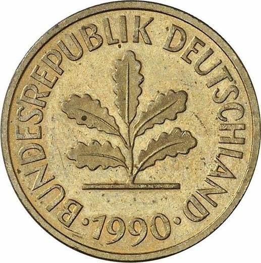 Reverse 5 Pfennig 1990 J -  Coin Value - Germany, FRG