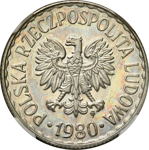 Avers 1 Zloty 1980 MW - Münze Wert - Polen, Volksrepublik Polen