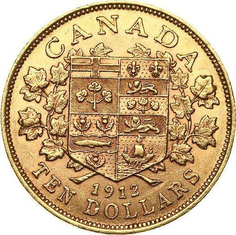 Reverse 10 Dollars 1912 - Gold Coin Value - Canada, George V