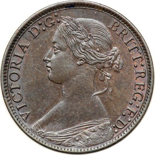 Awers monety - 1 farthing 1875 - cena monety - Wielka Brytania, Wiktoria