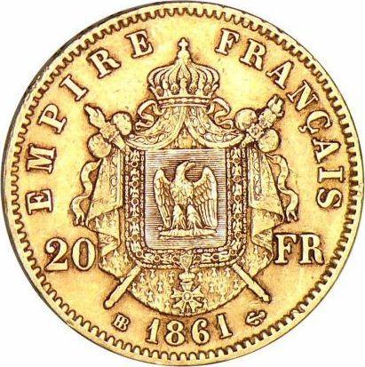 Reverse 20 Francs 1861 BB "Type 1861-1870" - Gold Coin Value - France, Napoleon III