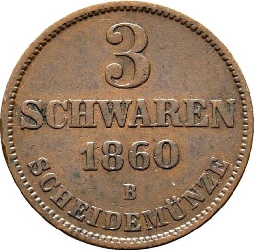 Реверс монеты - 3 шварена 1860 года B - цена  монеты - Ольденбург, Николаус Фридрих Петер