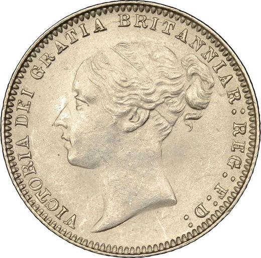 Obverse Sixpence 1877 Number below wreath - Silver Coin Value - United Kingdom, Victoria