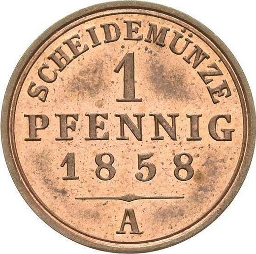 Реверс монеты - 1 пфенниг 1858 года A - цена монеты - Шаумбург-Липпе, Георг Вильгельм
