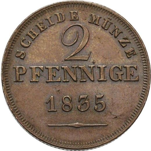 Reverso 2 pfennige 1835 - valor de la moneda - Sajonia-Coburgo-Gotha, Ernesto I