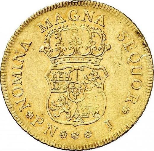 Reverse 4 Escudos 1761 PN J - Gold Coin Value - Colombia, Charles III
