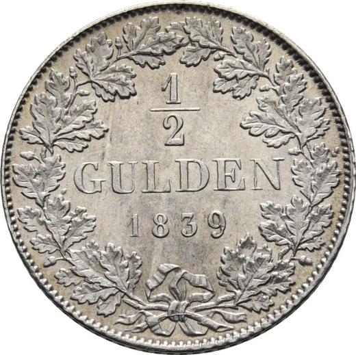 Reverse 1/2 Gulden 1839 - Silver Coin Value - Nassau, William