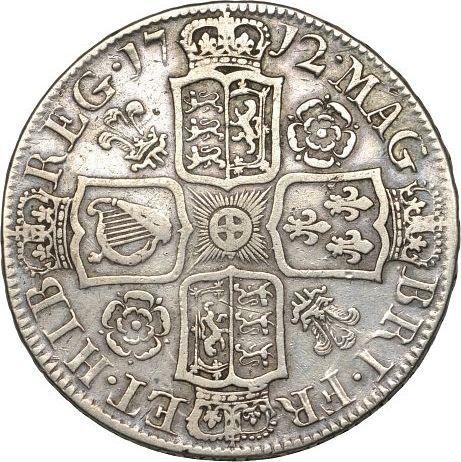 Reverso Media corona 1712 Rosas y plumas en ángulos - valor de la moneda de plata - Gran Bretaña, Ana