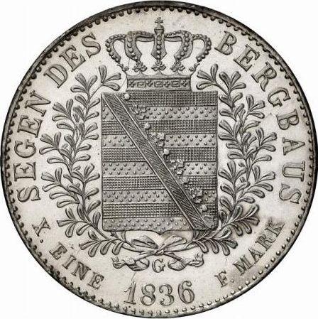 Reverse Thaler 1836 G "Mining" - Silver Coin Value - Saxony-Albertine, Frederick Augustus II