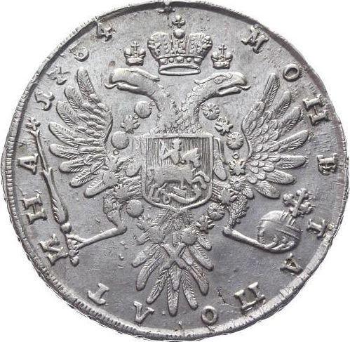 Reverse Poltina 1734 "Type 1735" With a pendant on chest Patterned cross of orb - Silver Coin Value - Russia, Anna Ioannovna