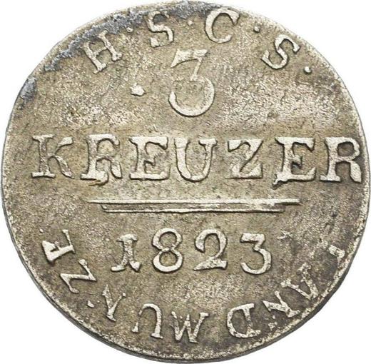 Reverso 3 kreuzers 1823 S H.S.C.S. - valor de la moneda de plata - Sajonia-Coburgo-Saalfeld, Ernesto I