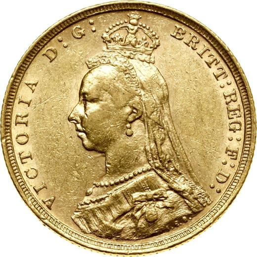 Аверс монеты - Соверен 1893 года S JEB "Юбилейный портрет" - цена золотой монеты - Австралия, Виктория