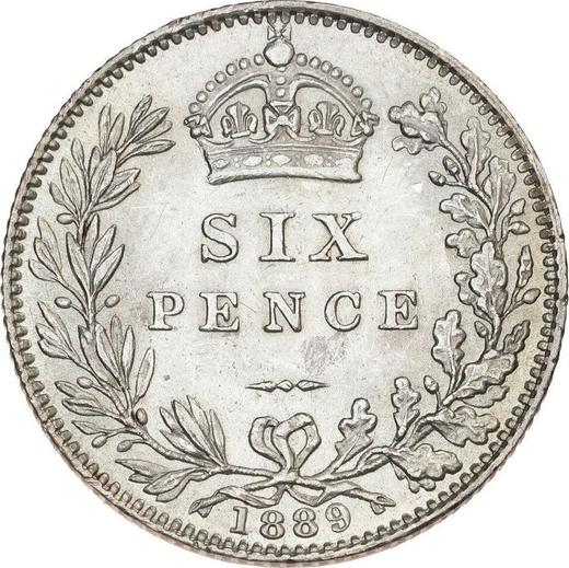 Reverso 6 peniques 1889 JEB "Retrato jubilar" - valor de la moneda de plata - Gran Bretaña, Victoria