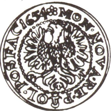 Rewers monety - Próba Trojak 1654 - cena srebrnej monety - Polska, Jan II Kazimierz