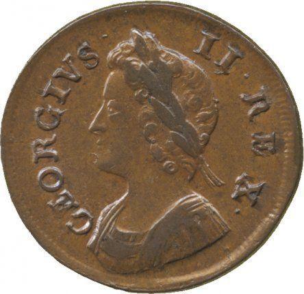Avers 1 Farthing 1735 "Porträt in jungen Jahren" - Münze Wert - Großbritannien, Georg II