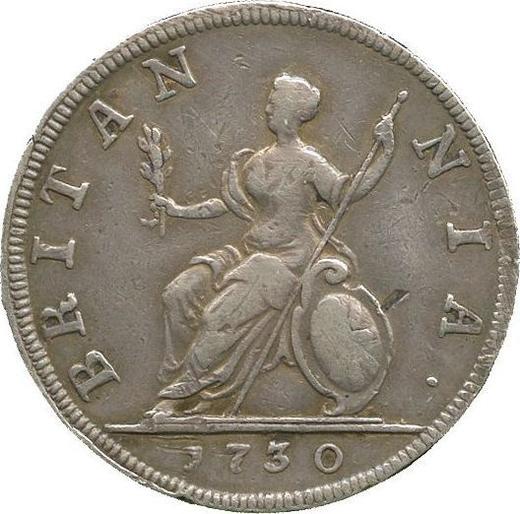 Реверс монеты - Фартинг 1730 года "Портрет в молодом возрасте" - цена серебряной монеты - Великобритания, Георг II