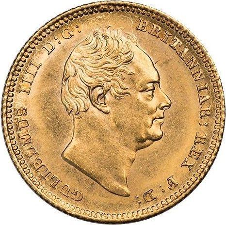 Anverso 1/2 soberano 1836 "Tamaño grande (19 mm)" - valor de la moneda de oro - Gran Bretaña, Guillermo IV