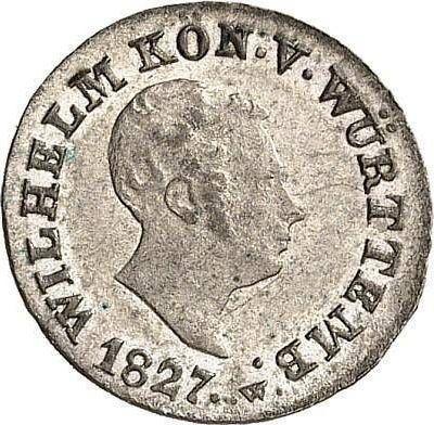 Avers Kreuzer 1827 W - Silbermünze Wert - Württemberg, Wilhelm I