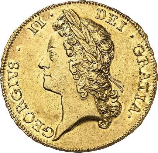 Obverse Five guineas 1738 "Young Head" - Gold Coin Value - United Kingdom, George II