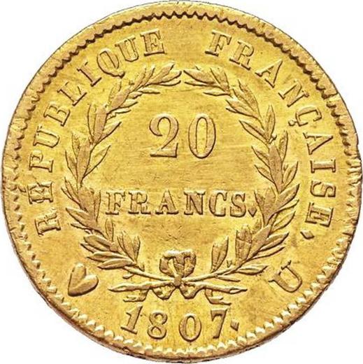 Reverse 20 Francs 1807 U "Type 1806-1807" - Gold Coin Value - France, Napoleon I