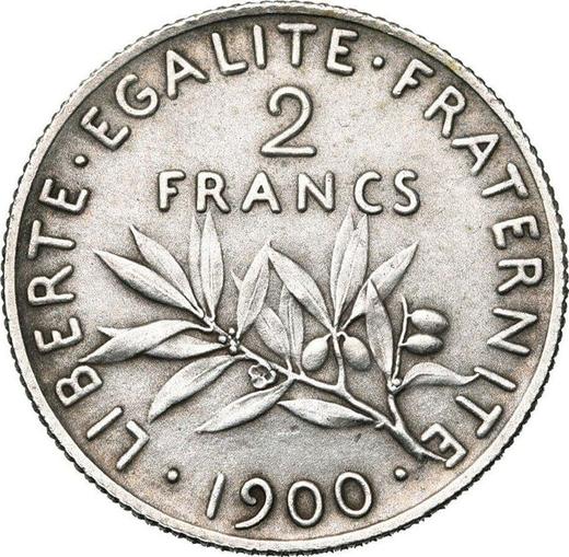 Реверс монеты - 2 франка 1900 года "Сеятель" - цена серебряной монеты - Франция, Третья республика