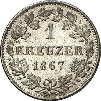 Reverse Kreuzer 1867 - Silver Coin Value - Hesse-Darmstadt, Louis III
